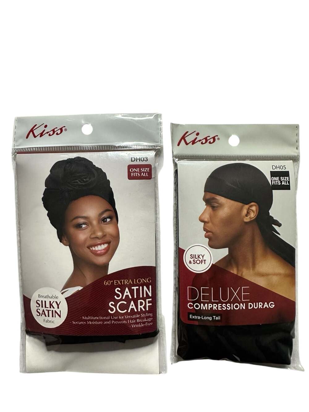 Kiss 60" Extra Long Satin Scarf (DH03) and Deluxe Compression Durag (DH05) Set